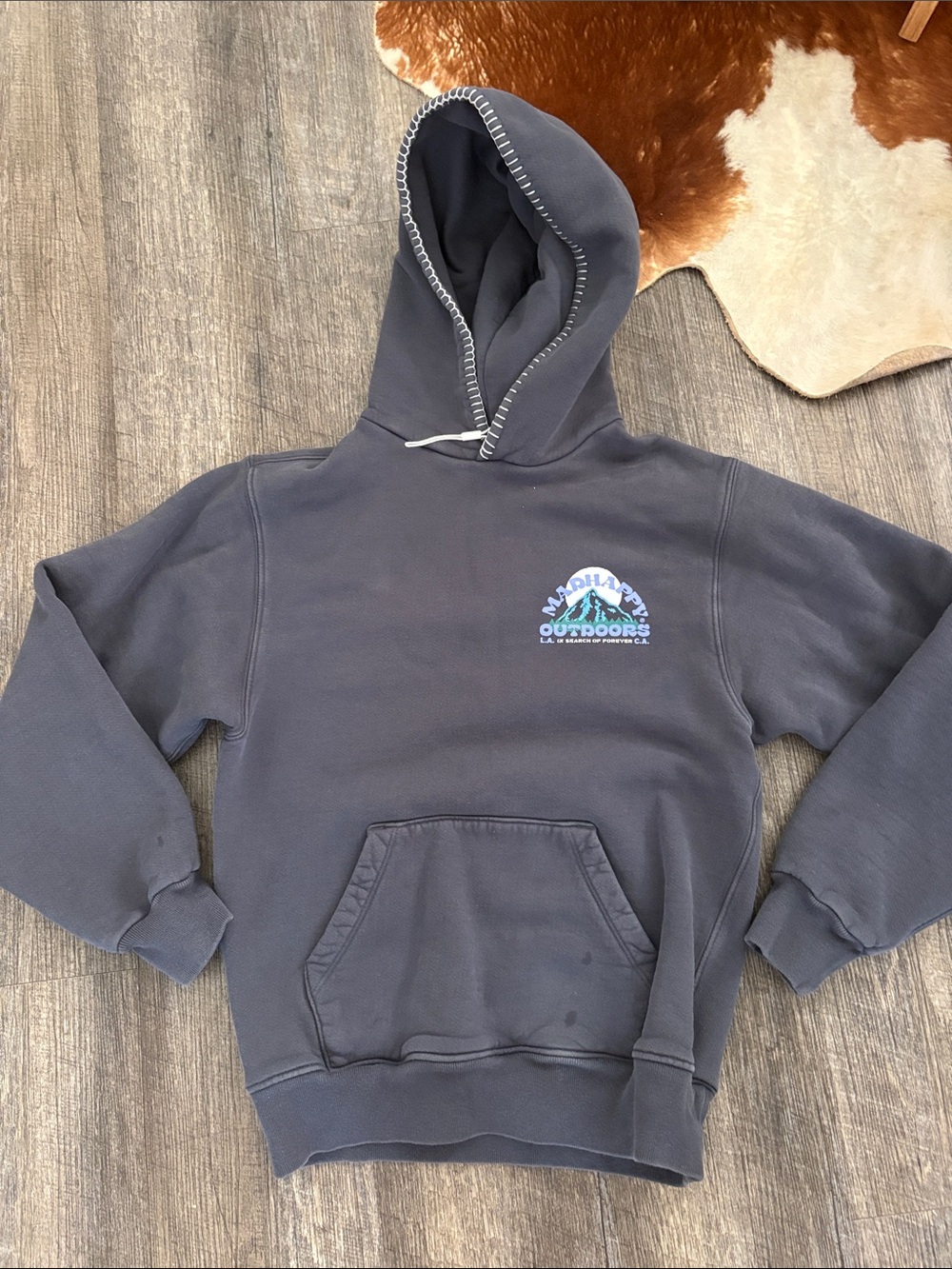 Madhappy Charcoal Gray Crewneck Hoodie with Mountain Logo